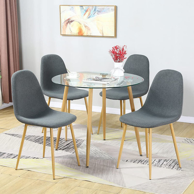 Kursi Makan Bingkai Logam Kain Tekstil Modern Mewah
