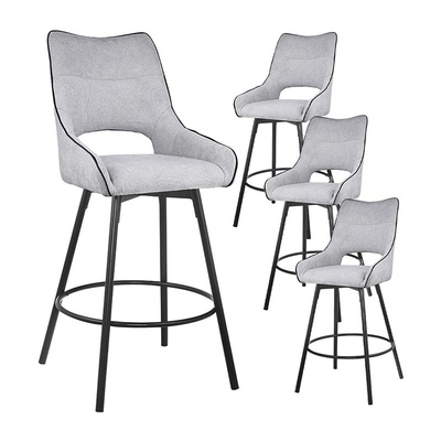 Furnitur Ruang Makan Berlapis ISO 9001 Kursi Lengan Aksen Tekstil Modern Dengan Kaki Logam